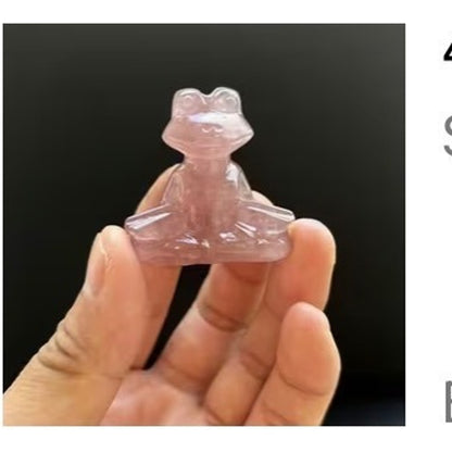 Strawberry Quartz Yoga Frog Carving 4cm