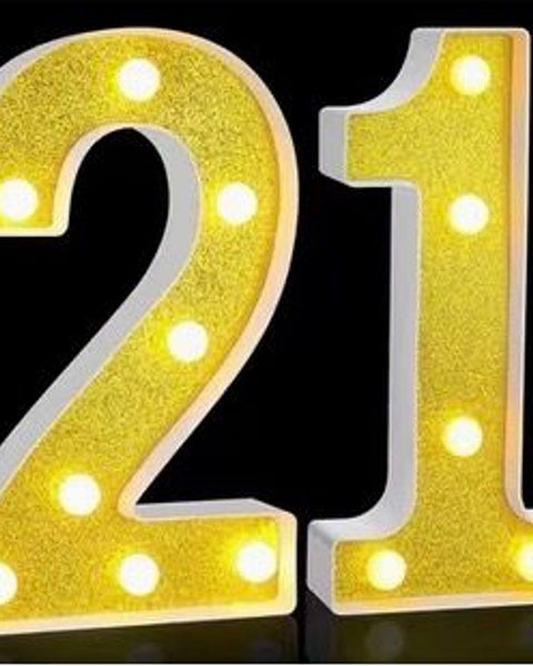 Light-Up Golden '21' Birthday Marquee Numbers (2pc)