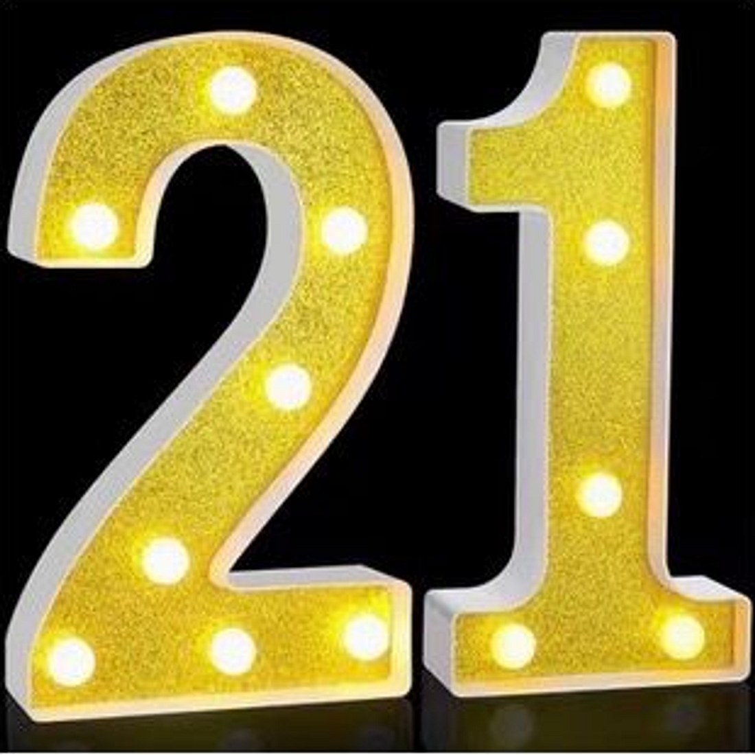 Light-Up Golden '21' Birthday Marquee Numbers (2pc)