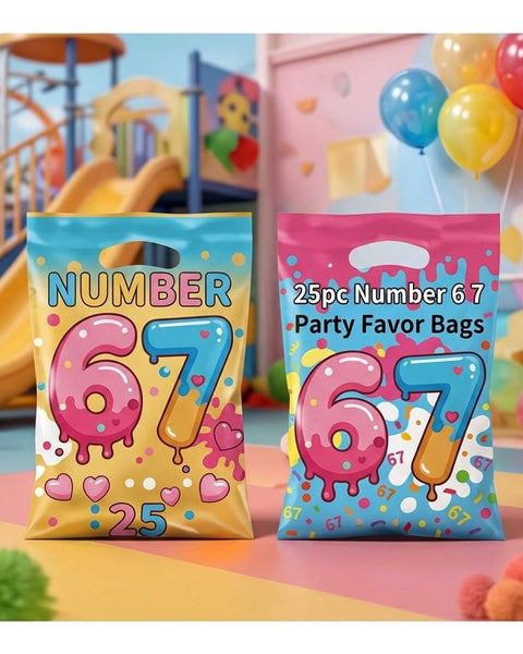 25pc Number 6 7 Party Favor Bags Colourful Birthday Loot Treat Bags