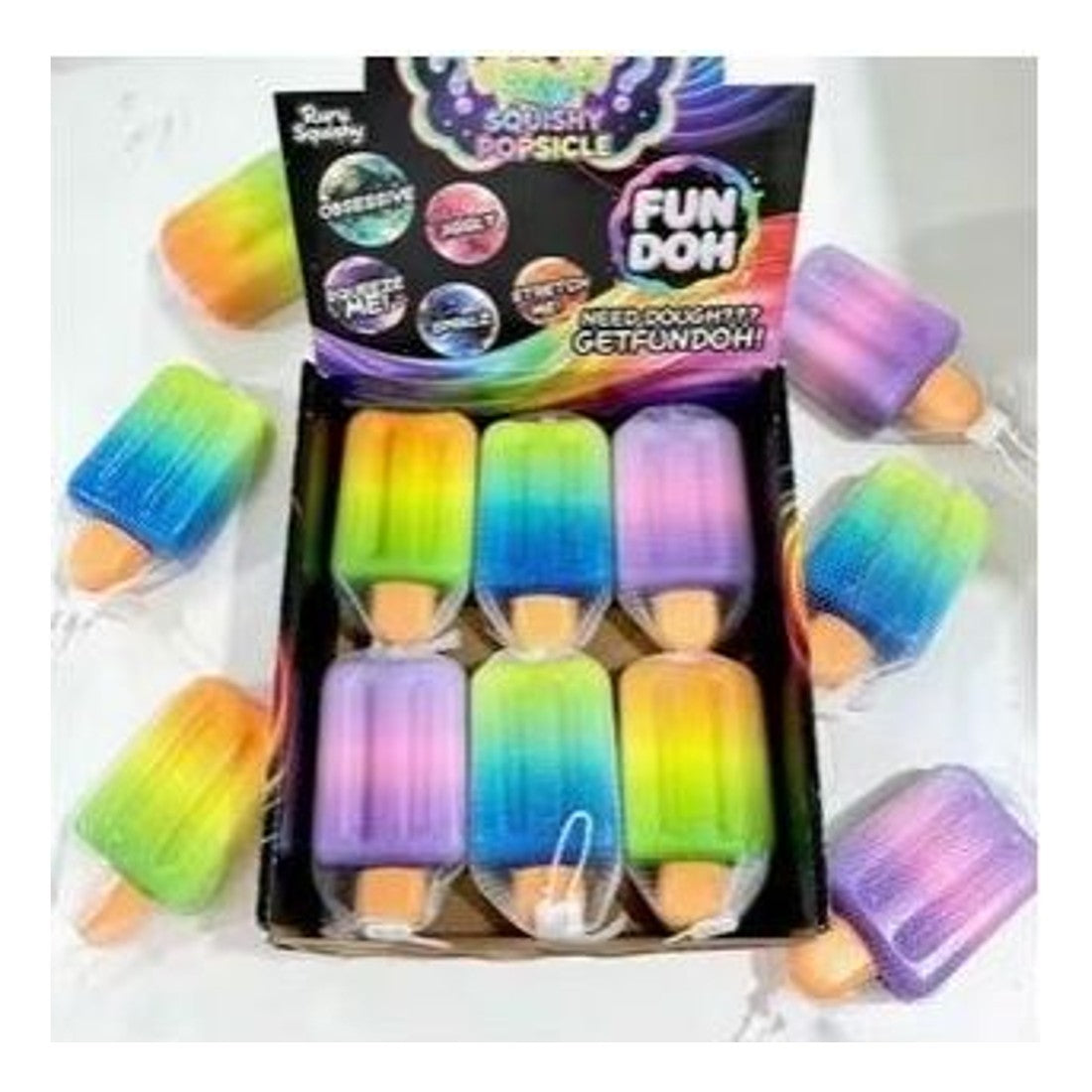 3pc Rainbow Gradient Ice Pop Squishy Slow Rise Stress Toys