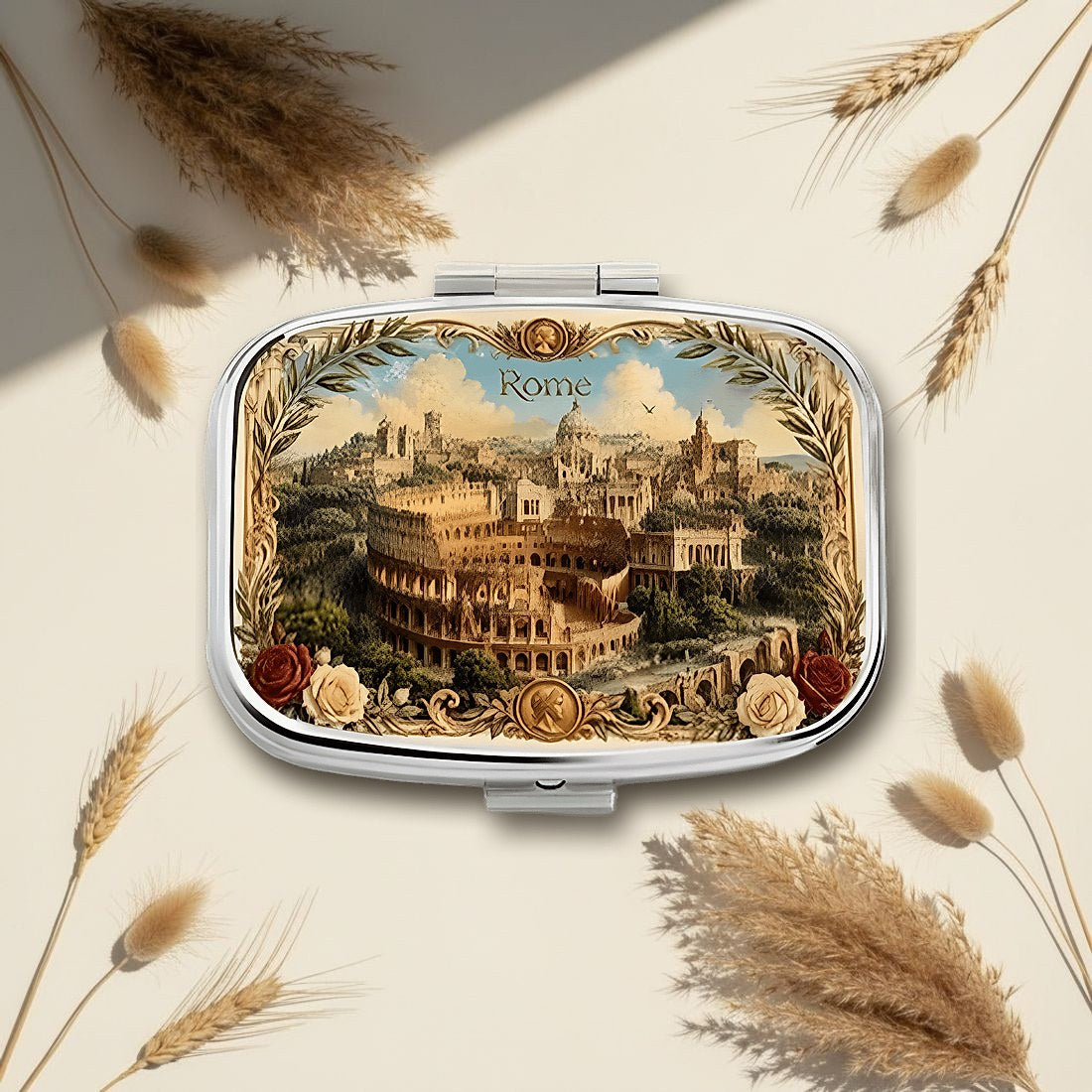 Vintage Colosseum Rome Square Pill Box