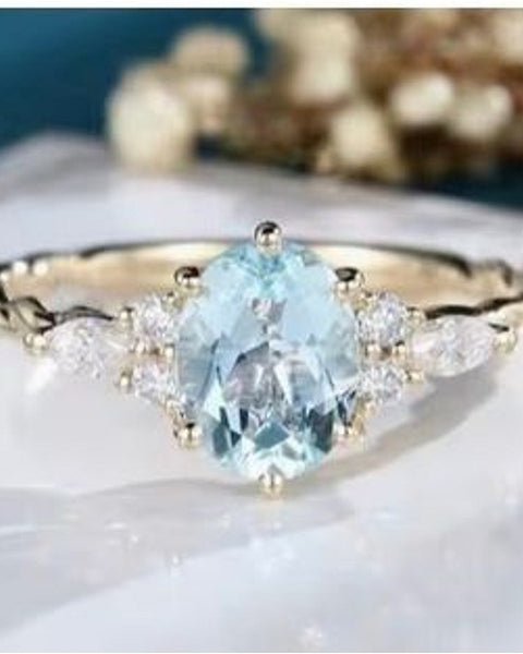 14K Gold-Plated Aquamarine Ring