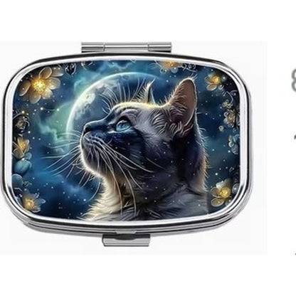 Cat Under the Moon Pill Box