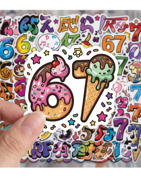 50pc Music Themed Number 67 Stickers Multicolour Graffiti Decal Pack