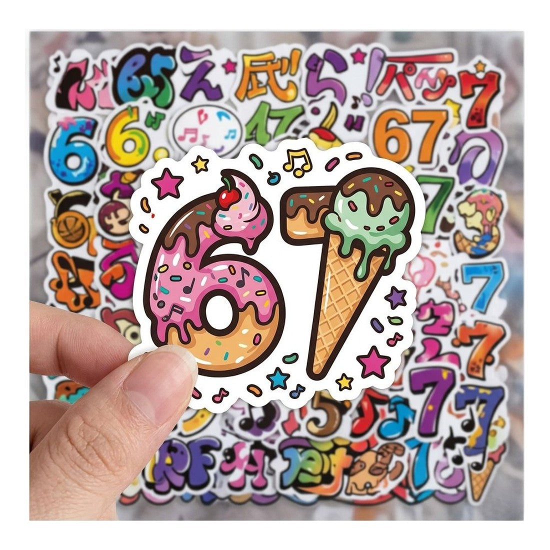 50pc Music Themed Number 67 Stickers Multicolour Graffiti Decal Pack