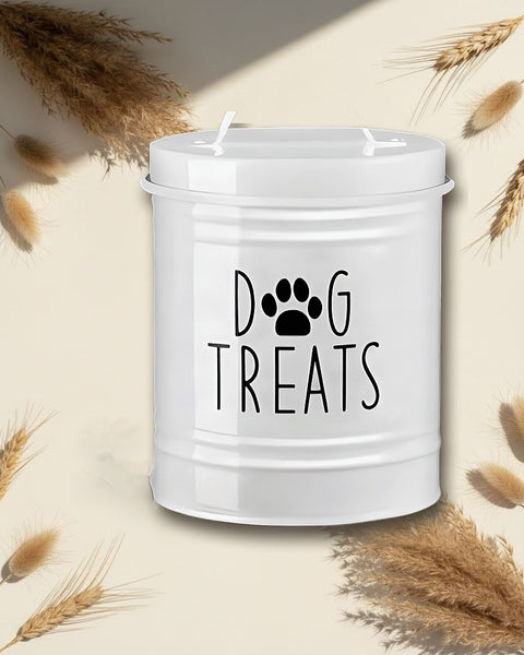 Dog Treats Iron Storage Tin White