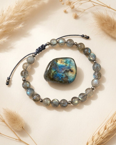 Adjustable Labradorite Bead Bracelet
