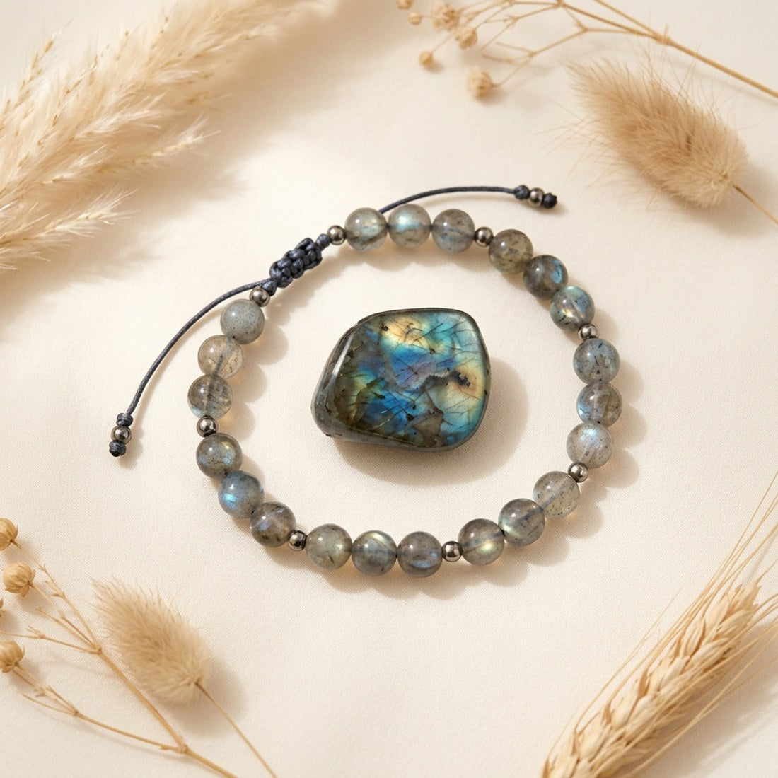 Adjustable Labradorite Bead Bracelet