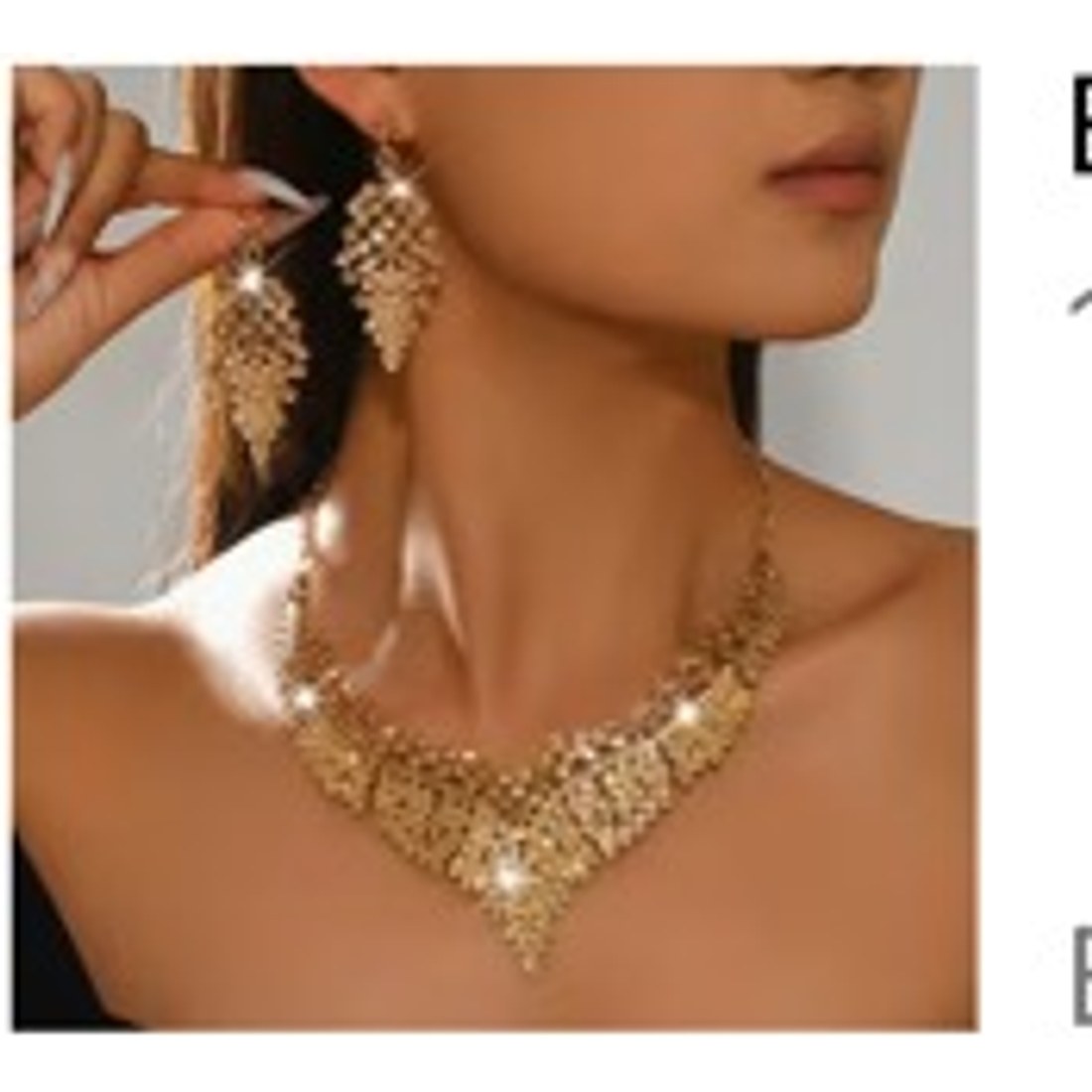 Gold Tone Statement Necklace and Drop Earring Set Bridal Party Costume Jewellery