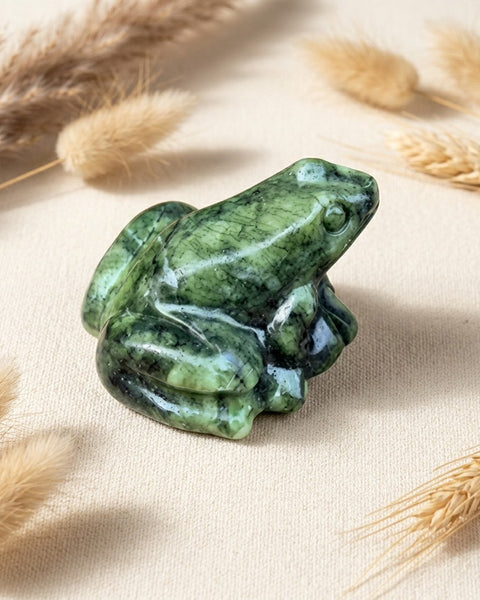 Green Jasper Frog Carving 5cm