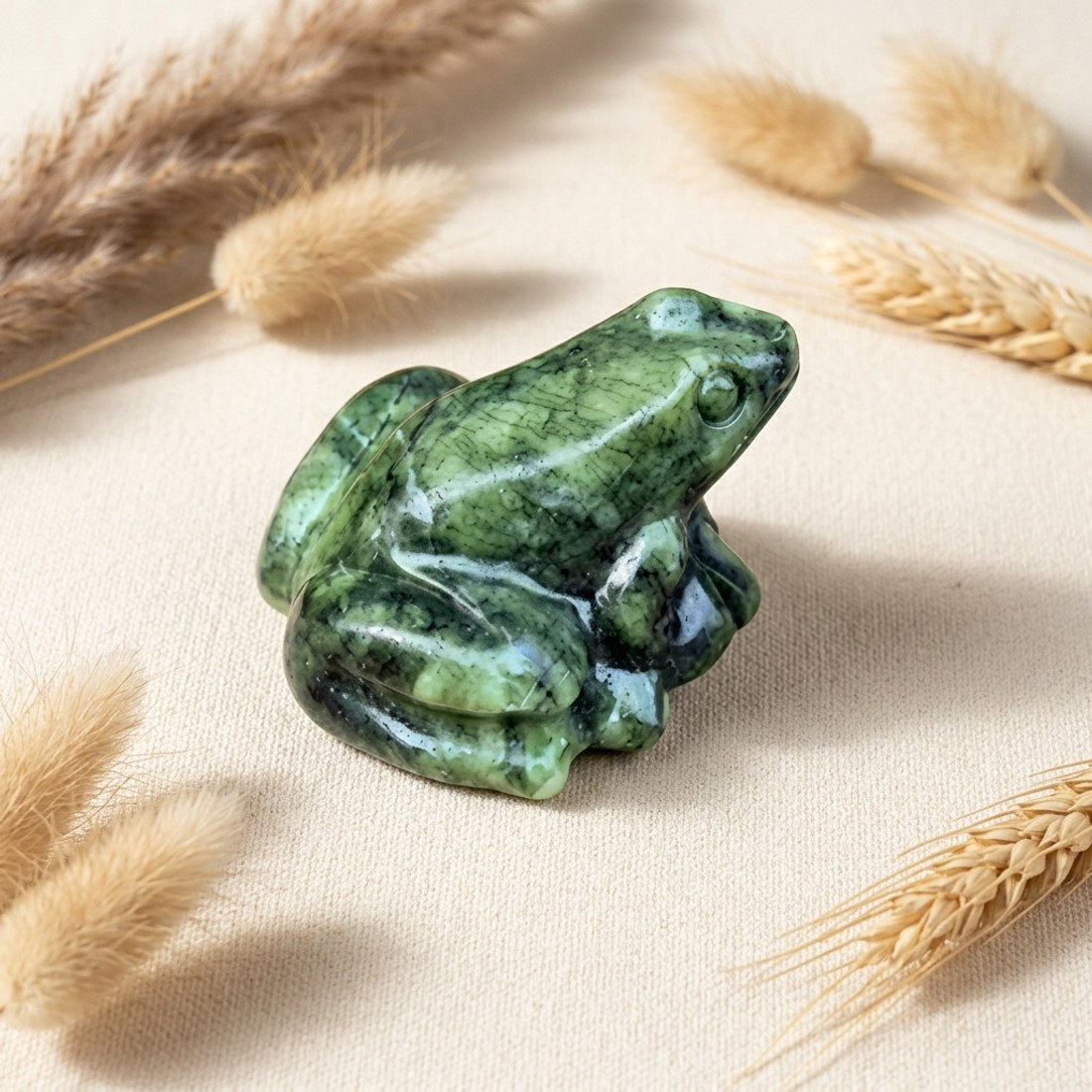 Green Jasper Frog Carving 5cm