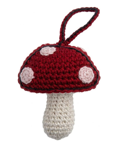 Crochet Red Mushroom Hanging Charm Yarn Hook Woven Toadstool Bag Accessory