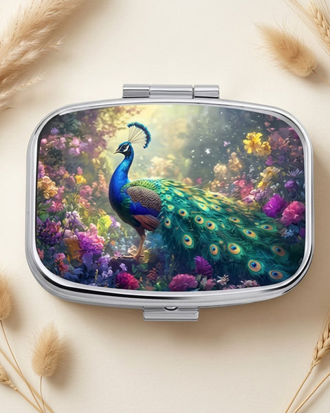Peacock Floral Pill Box