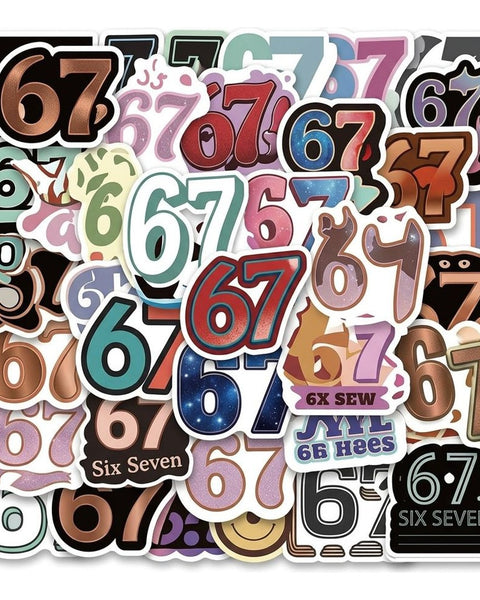 60pc Six Seven Stickers Funny Number 67 Meme Vinyl Decal Pack