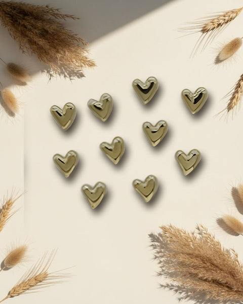 Gold Puffy Heart Fridge Magnets 10pc