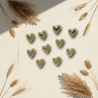 Gold Puffy Heart Fridge Magnets 10pc
