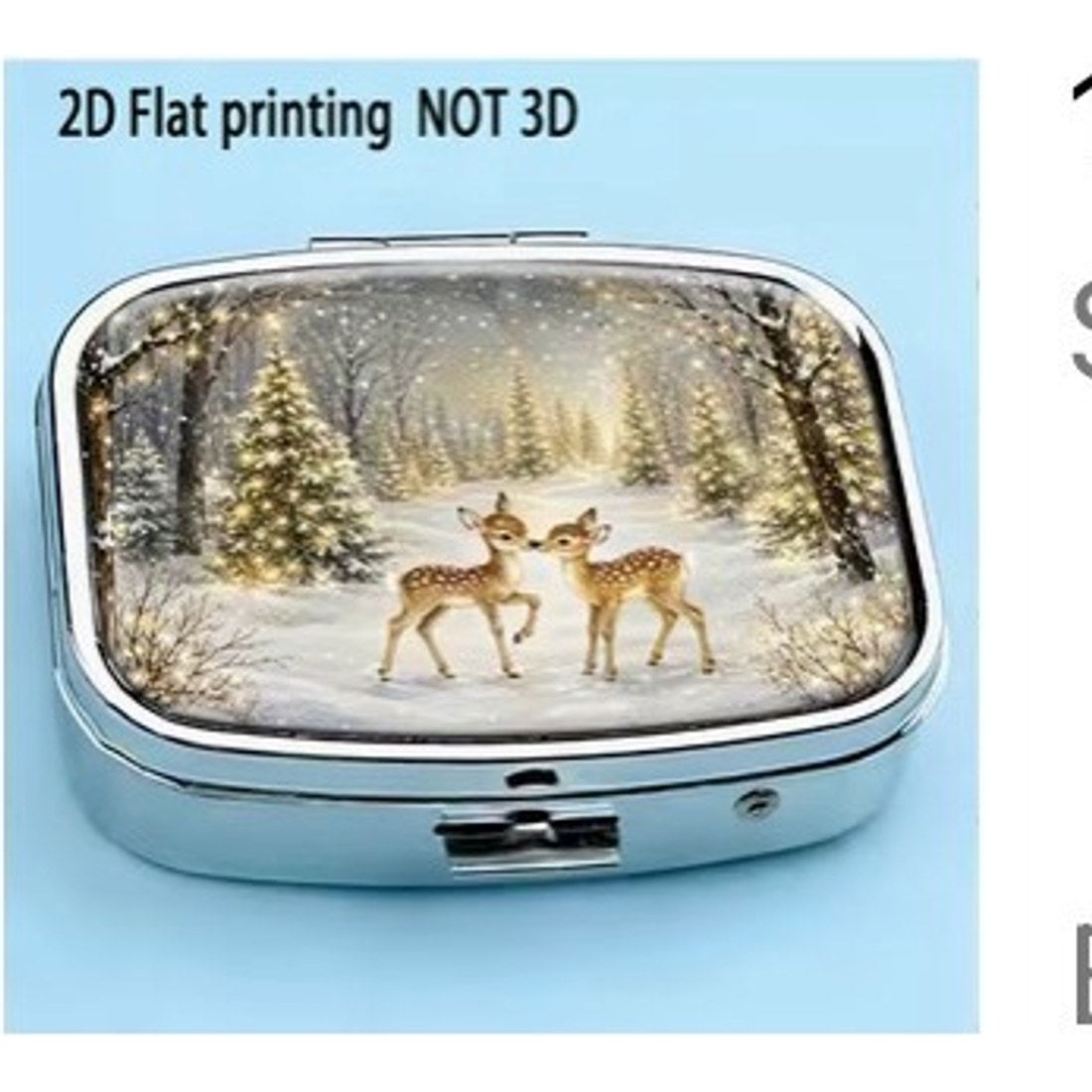 Winter Forest Deer Square Pill Box