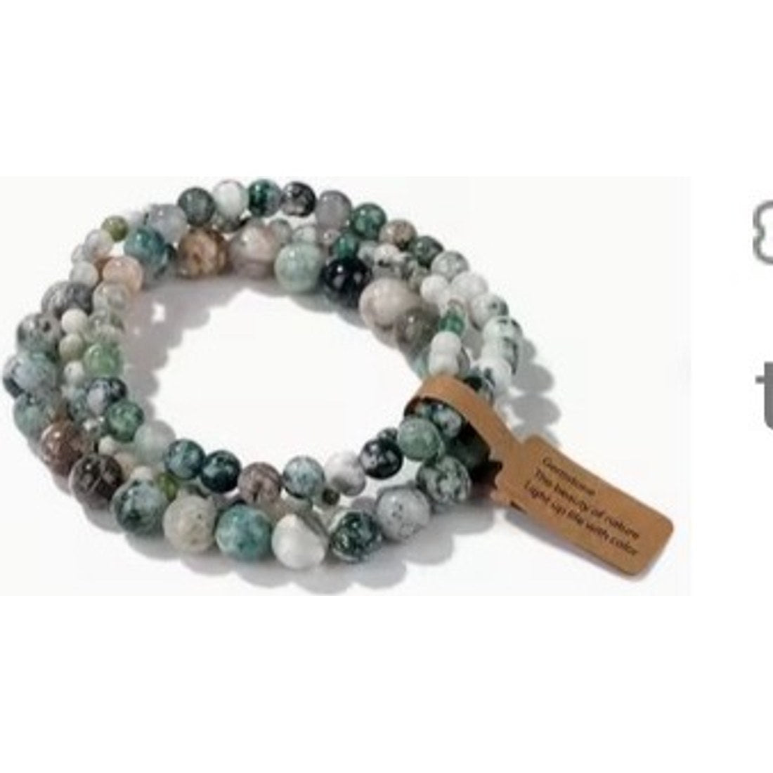 Tree Agate Mens Beaded Bracelet