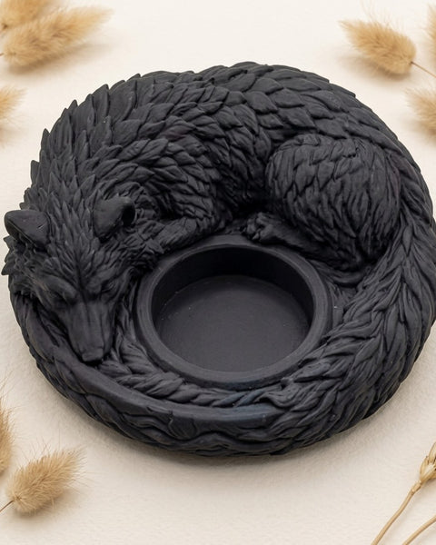 Sleeping Wolf Candle Holder