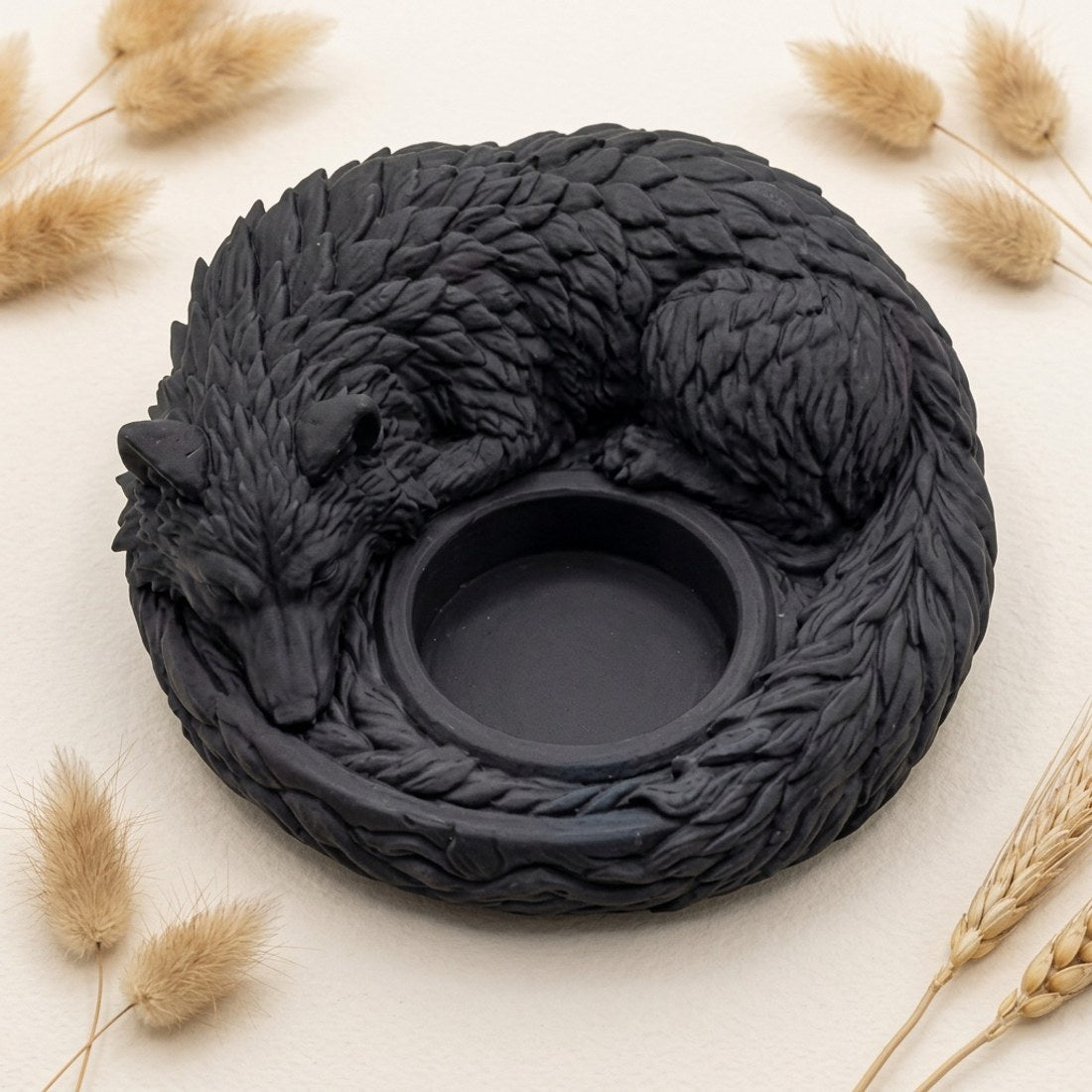 Sleeping Wolf Candle Holder