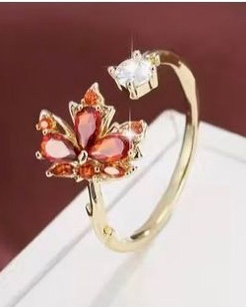 Autumn Maple Leaf Adjustable Ring