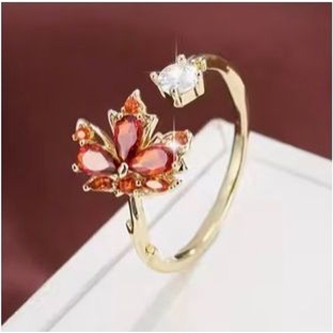 Autumn Maple Leaf Adjustable Ring