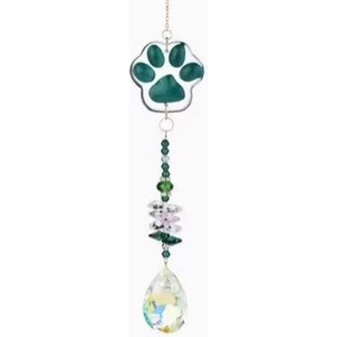 Dog Paw and Cat Paw Crystal Suncatcher