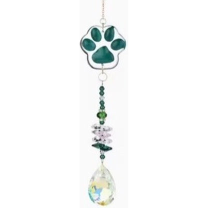 Dog Paw and Cat Paw Crystal Suncatcher
