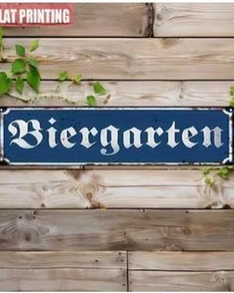 Vintage 'Biergarten' Metal Wall Sign