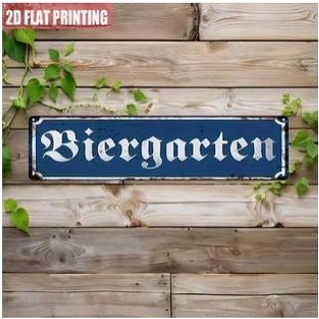 Vintage 'Biergarten' Metal Wall Sign