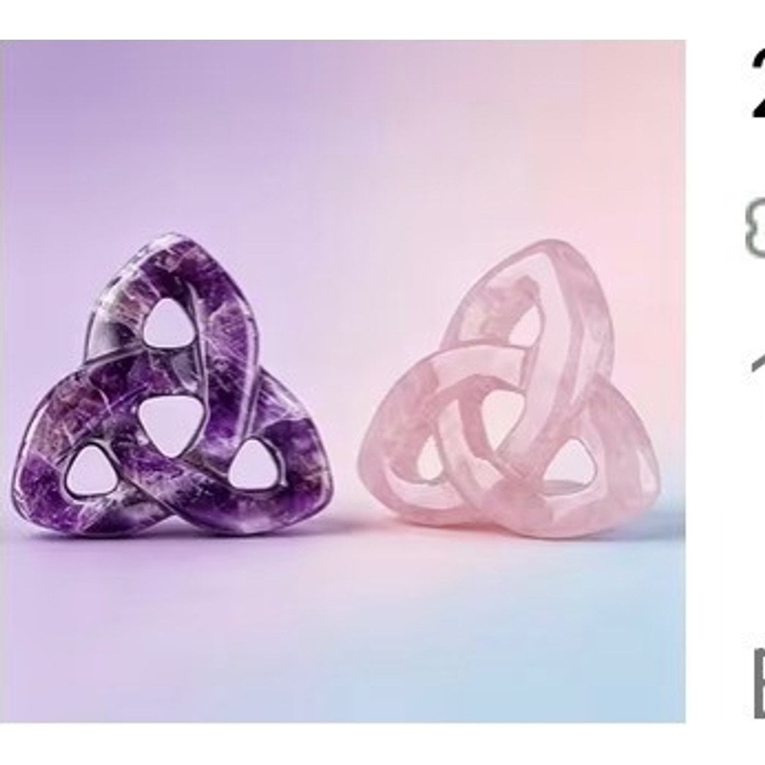 Amethyst and Rose Quartz Triquetra Carving 2pc