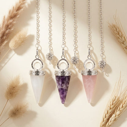 Natural Stone Crystal Pendulums 3pc Set