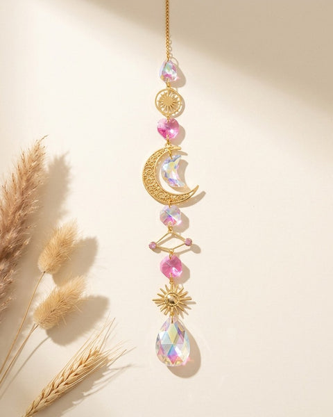 Sun Catcher Star and Moon Crystal Pendant Hanging Rainbow Maker Window Decor