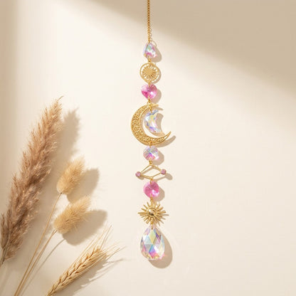 Sun Catcher Star and Moon Crystal Pendant Hanging Rainbow Maker Window Decor