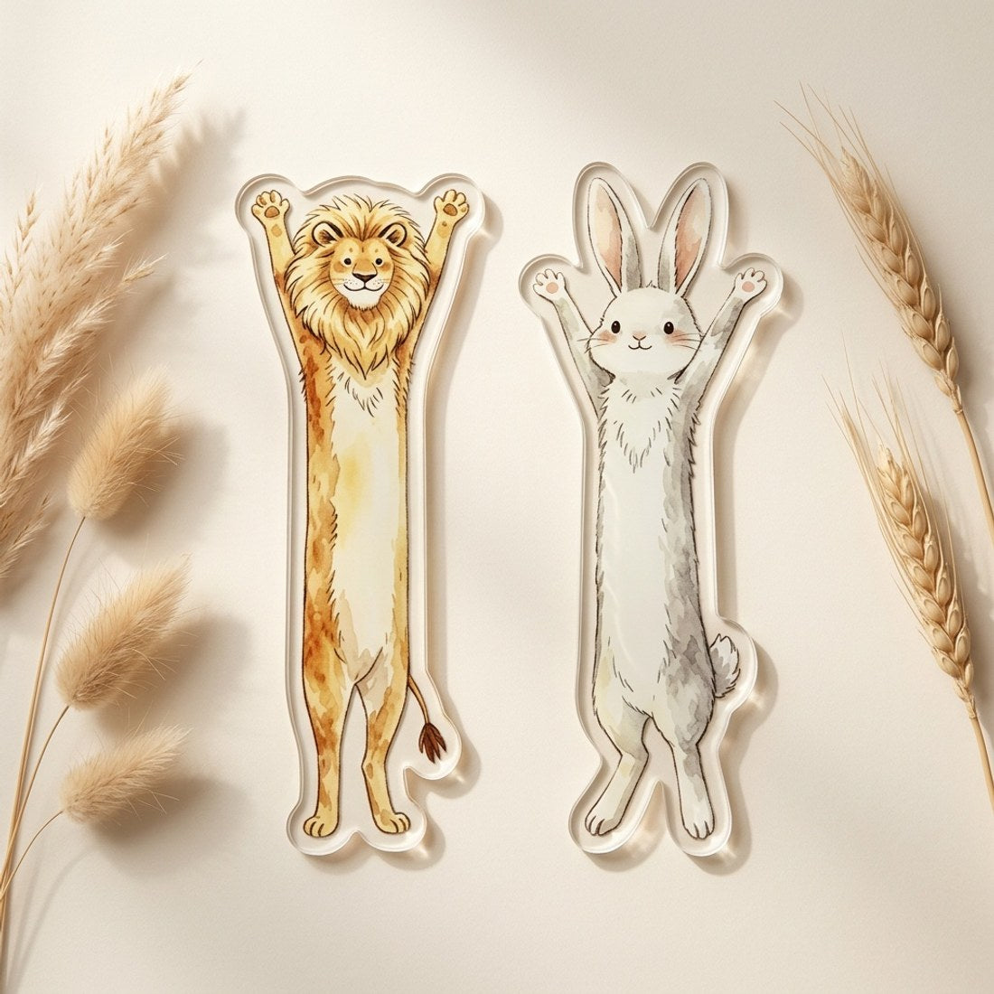 Lion and Rabbit Acrylic Bookmarks 2pc