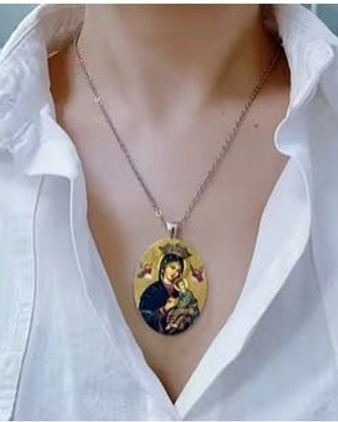 Vintage Art Portrait Pendant Necklace