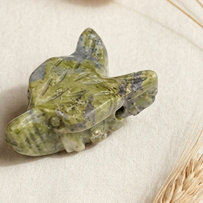 Fluorite Quartz Fox Head Beads