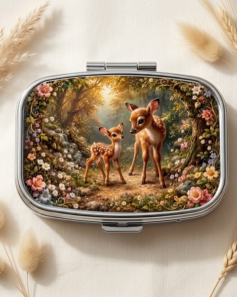 Forest Flowers and Fawns Pill Box