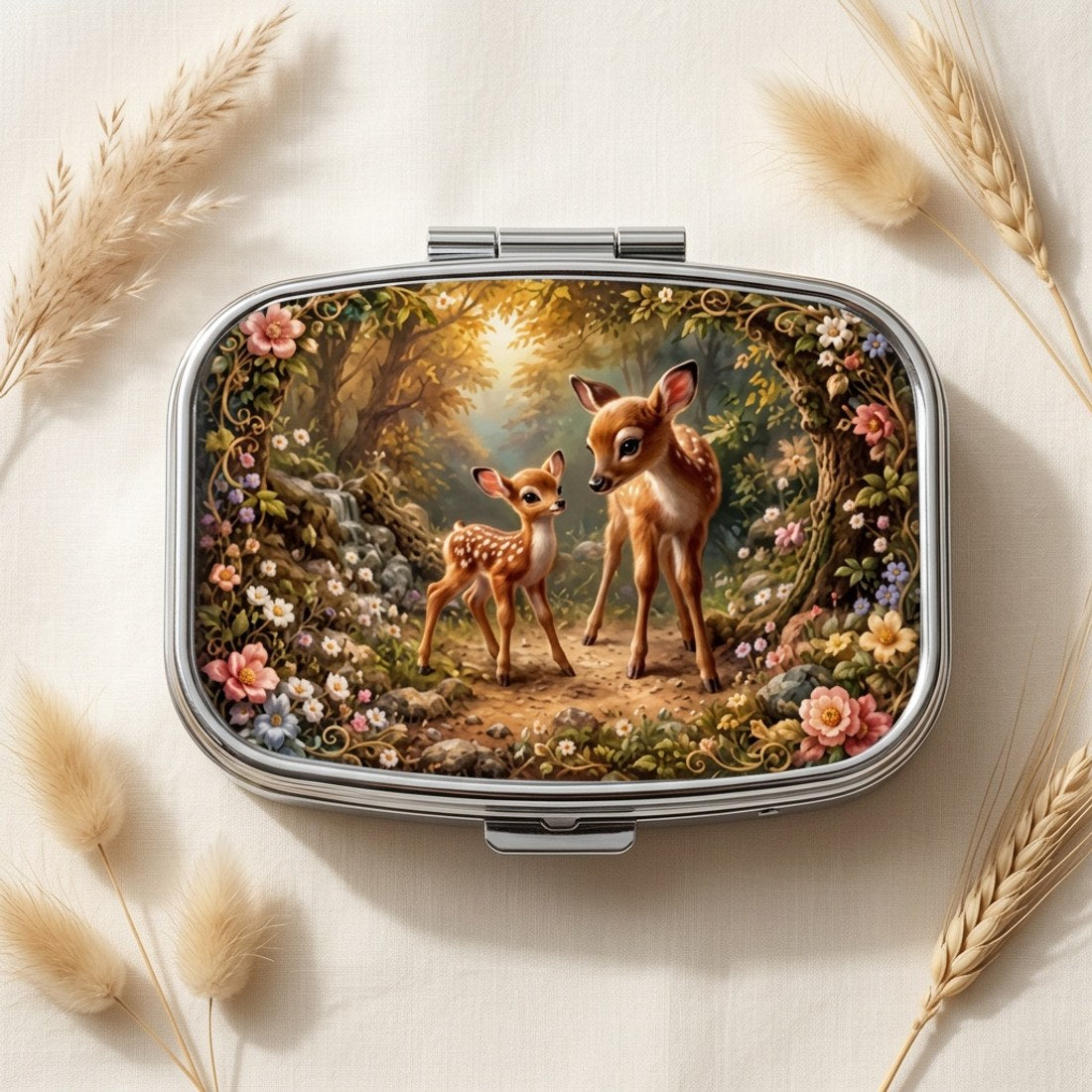 Forest Flowers and Fawns Pill Box